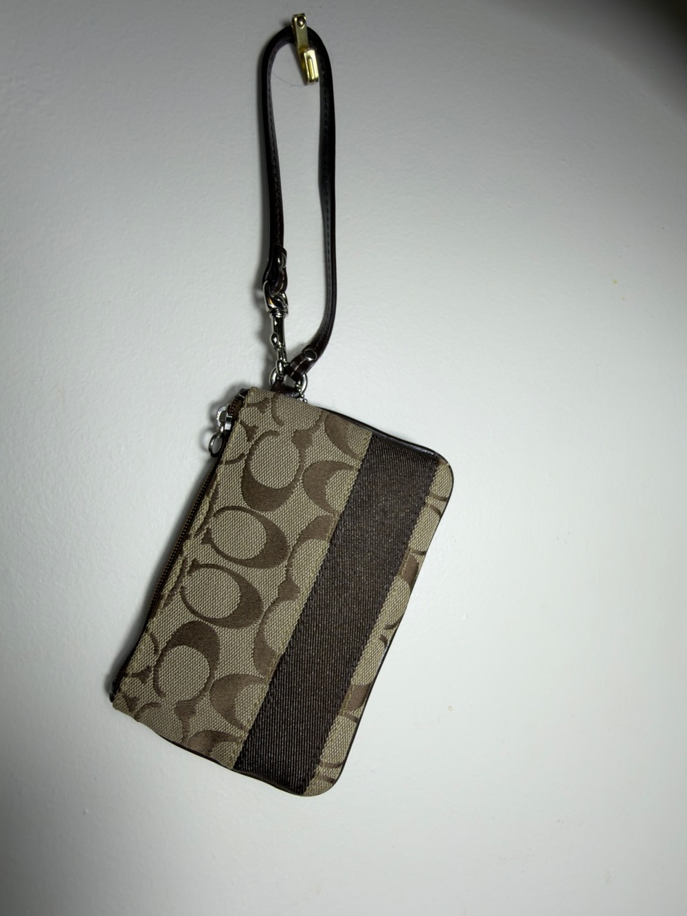 Vintage Coach Legacy Mahogany Signature Stripe Wristlet Pouch 40754 Y2K